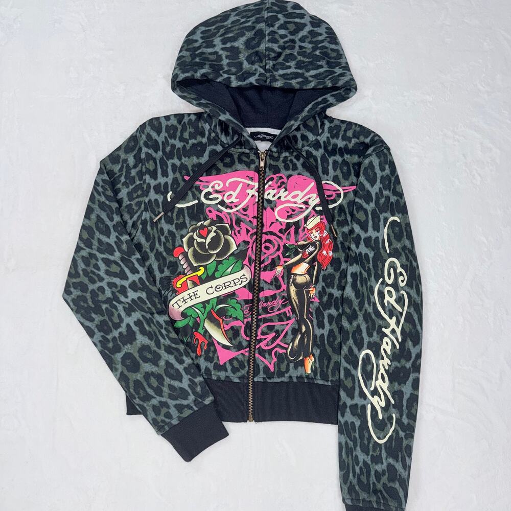 Ed Hardy Zip Up Hoodie (Size S)